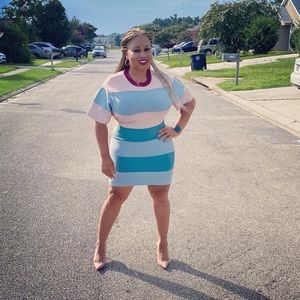 Tri Stripped Herve Ledger Mini Dress